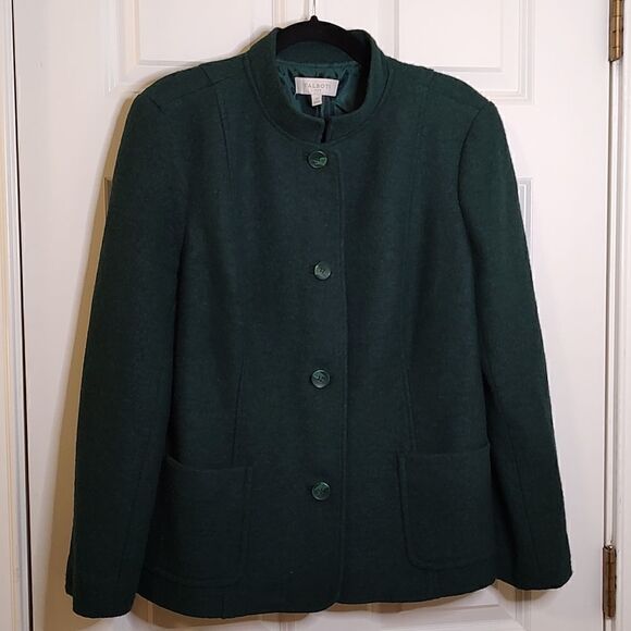 Talbot's Green Wool Blend Coat Jacket Size 16 - Picture 1 of 8